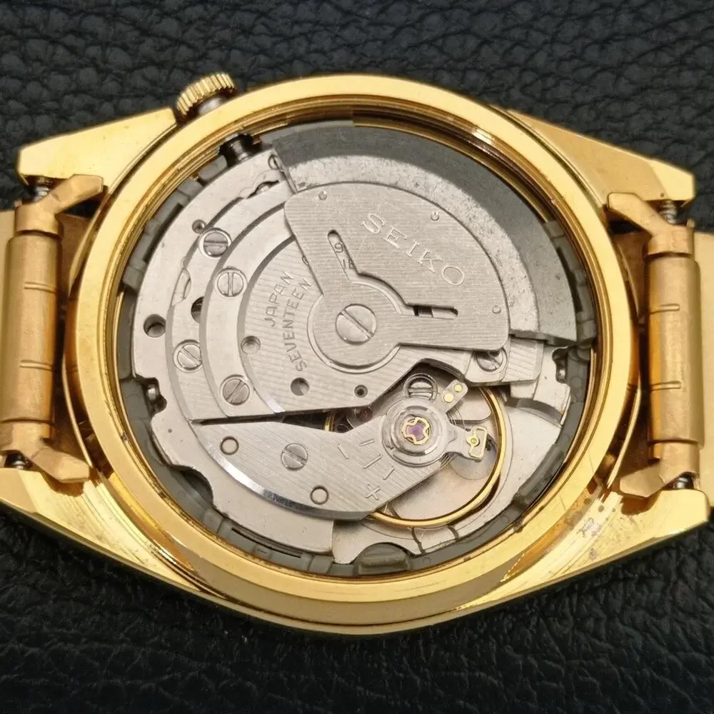Vintage 1985 Seiko Automatic Mens Gold Watch W/daydate & White accents